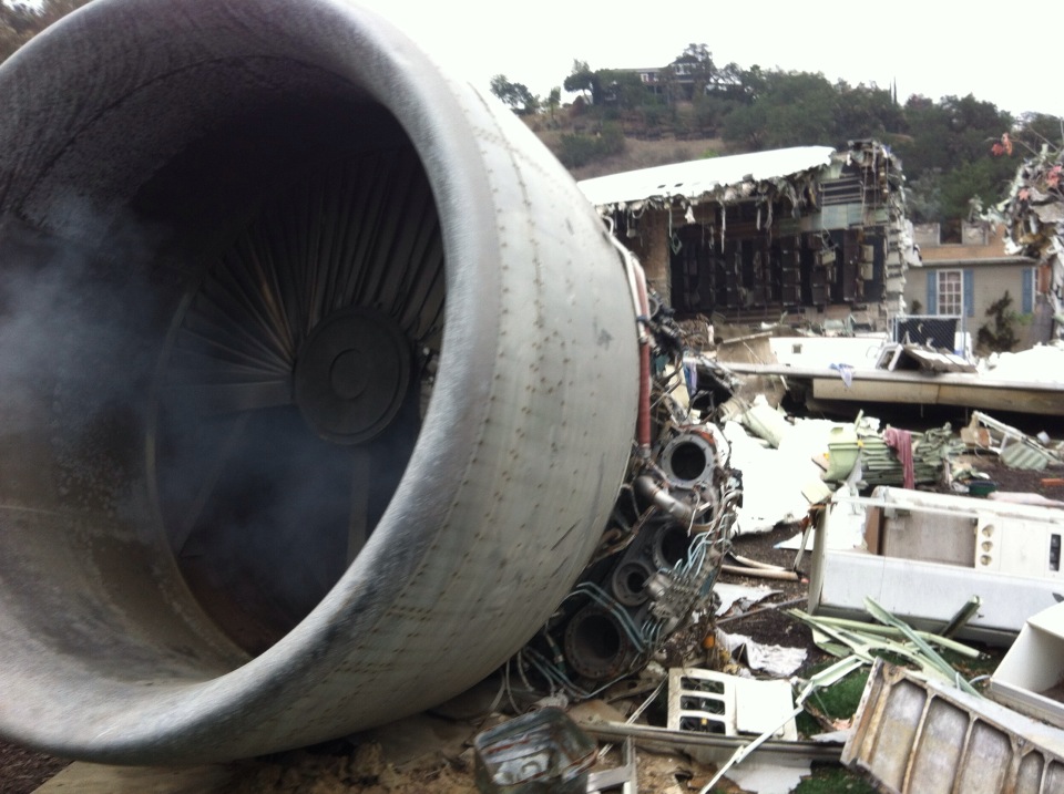 escenario de avión accidentado en los estudios de Universal