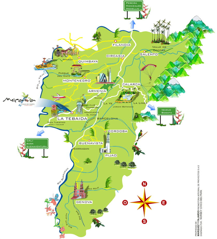 Mapa turístico Eje Cafetero