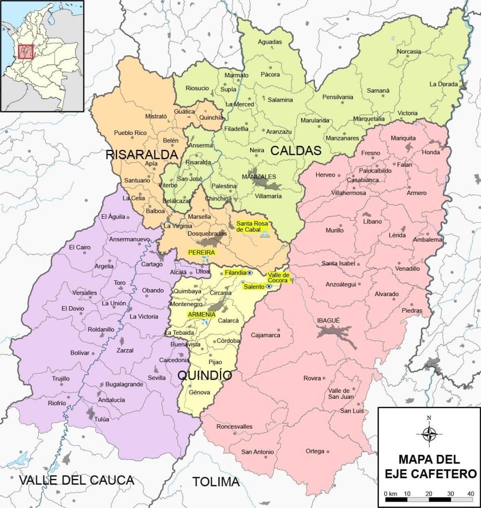 mapa eje cafetero
